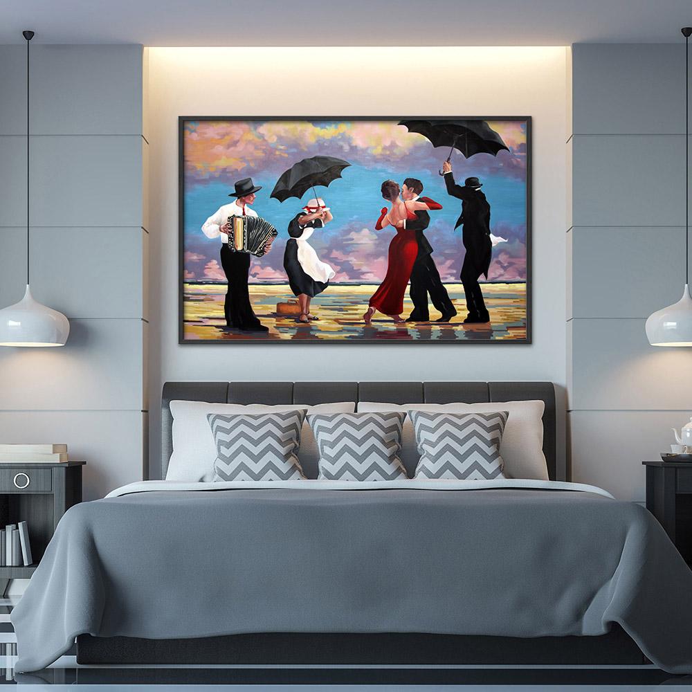 Zpívající komorník s akordeonistou Abstraktní malba Tisk Plátno Plakát Barevný obrázek Pokoj Domácí nástěnné umění Dekorace Cuadros