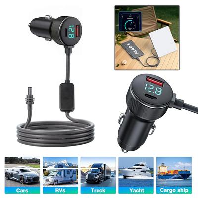 För Starlink Laddare USB Typ C Cigarettändare Billaddare 12V-24V Fordon 2M Digital Voltmeter Vattentålig Förlängningskabel
