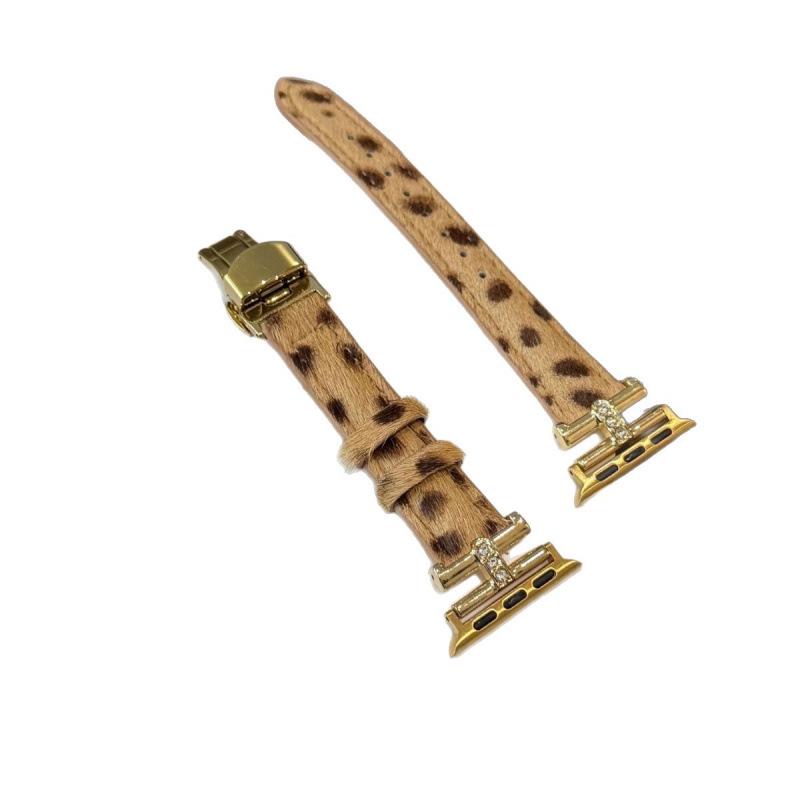 Leopard Suede Butterfly Buckle Watch Band for Apple Watch (S10, 87)