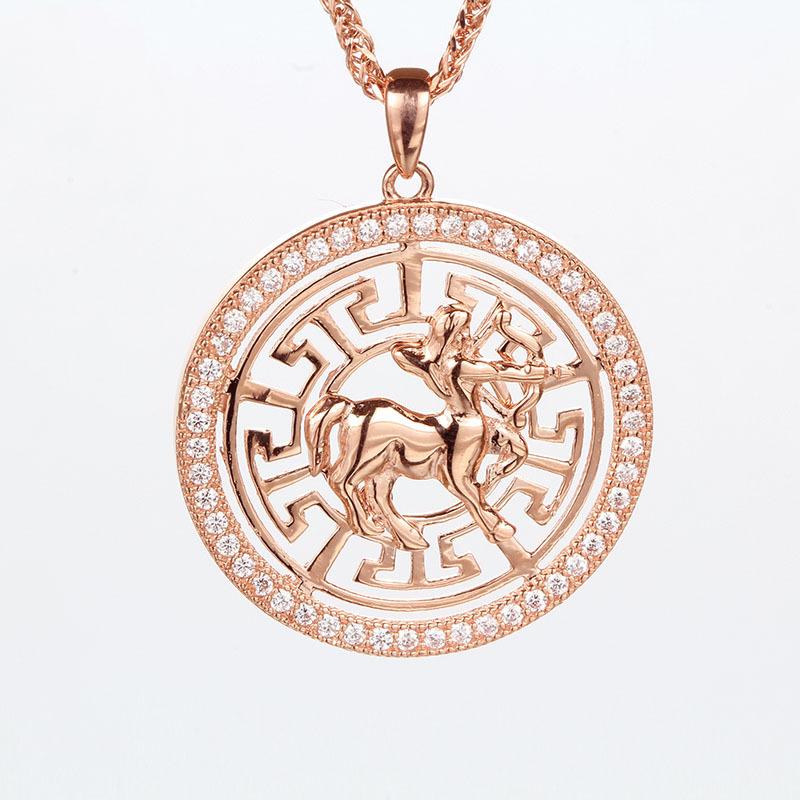 Pure Purple Gold Constellation Pendant Rose Gold Plated Color Gold Personalized Twelve Constellation Cards