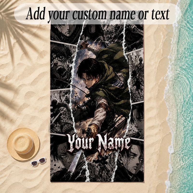 Beach TowelAttack on Titan Custom Name Text Personalized Soft Towel for Beach Pool Indoor Home Decor Gift