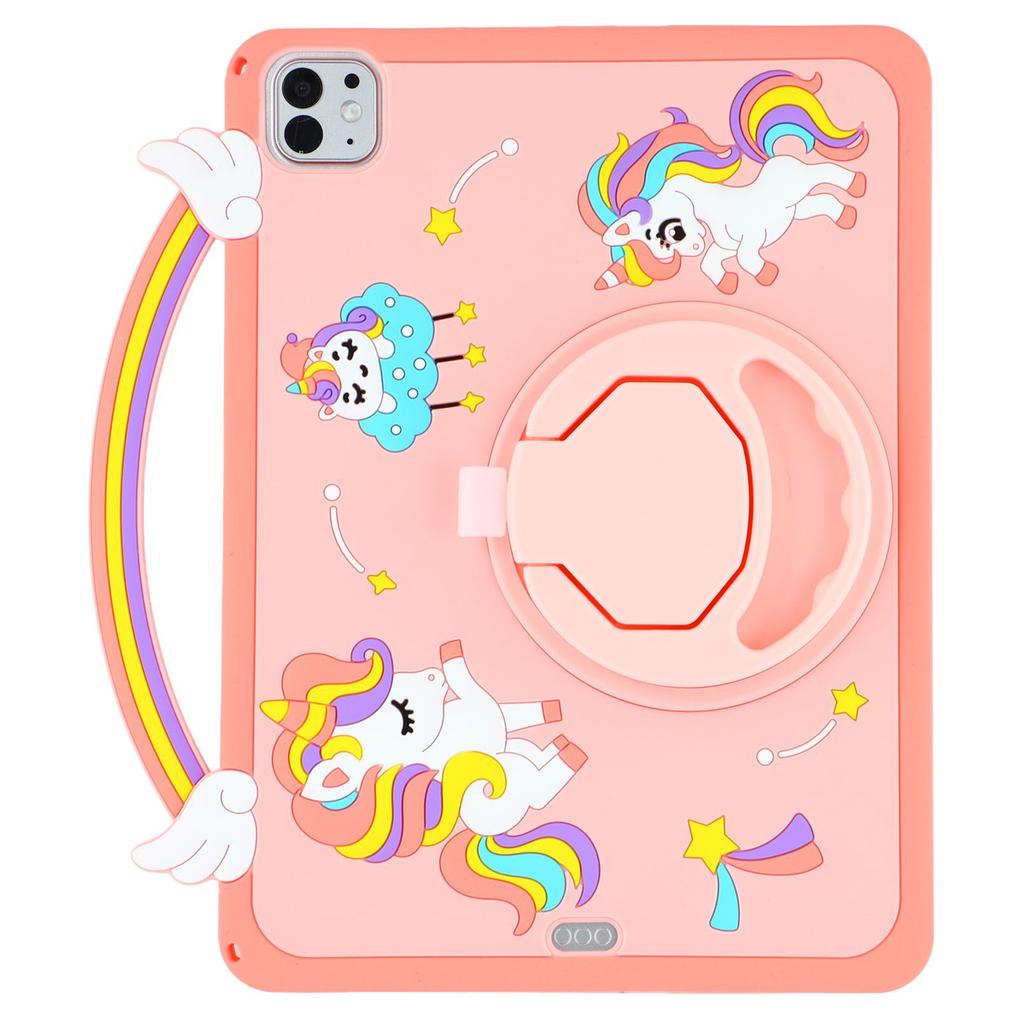 Tablet Case For iPad Air 11 /(2024)/Pro 11 /11 (2024)/(2022)/(2021)/(2020)/(2018)/Air (2022)/(2020) Handle Rotating Kickstand Unicorn Silicone Cover