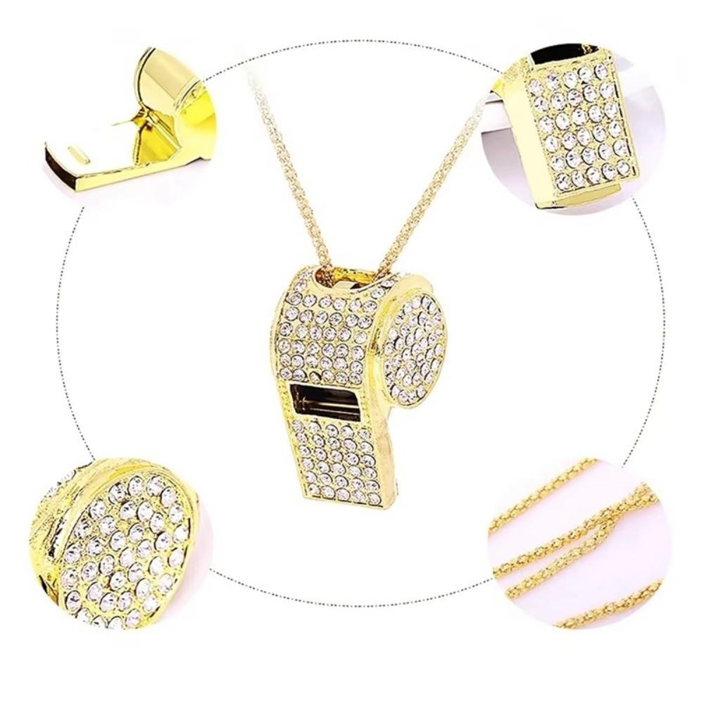 with Lanyard Whistle Necklace Gold Bling Whistle  For Referees, Coaches, Teachers