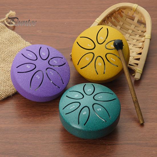 Steel Tongue Drum for Kids 3 Inches 6 Notes Mini Rain Drums Outside Rain Music Maker with Mallets And Music Book for Garden Camping Meditation Yoga