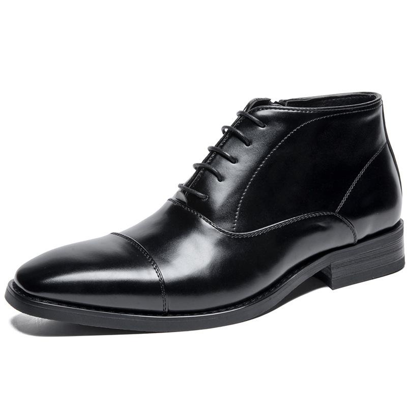 Large size new autumn and winter Martin boots low tube dress leather boots men's Chelsea fashion shoes side pull