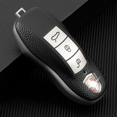 Leather TPU Car Smart Key Case Cover Shell Keychain for Porsche Cayenne 911 996 Macan Panamera Boxster 986 987 981