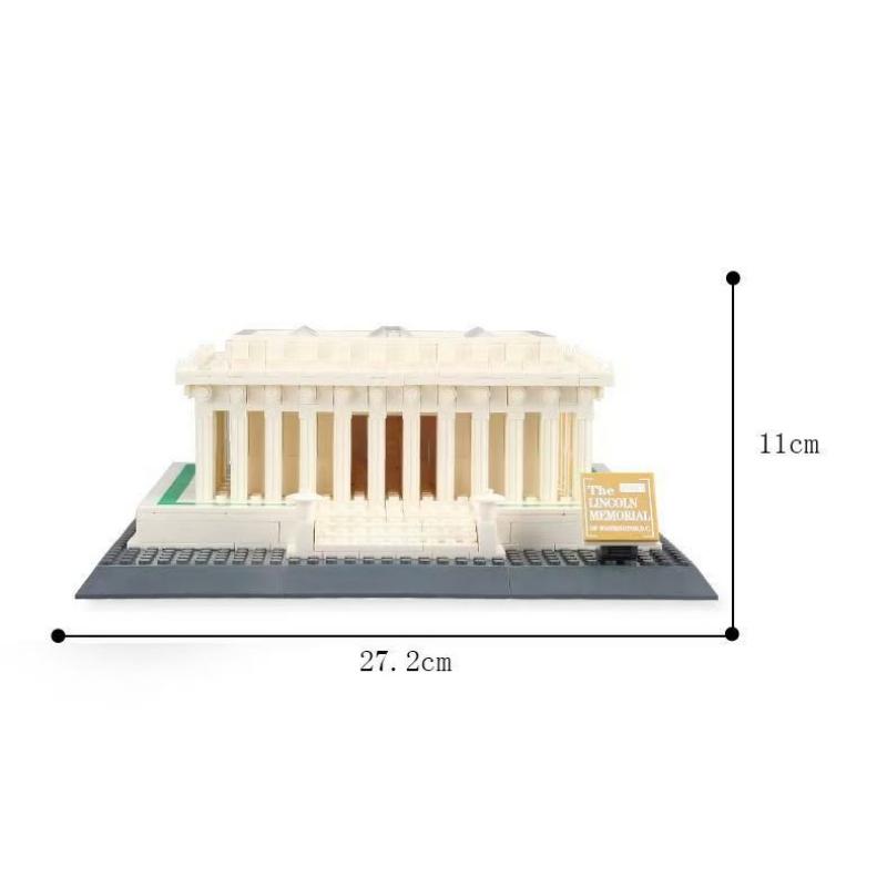 Non-Toxic Lincoln Memorial Building Blocks Assemble Bricks Birthday Gifts For Kids Small Particle Assembly Model Toys 979Pcs