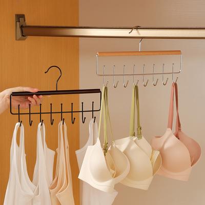 Solid Wood Underwear Vest Strap Hanger Multi-Functional Storage Home Dormitory Wardrobe Drying Rack Wave Hook