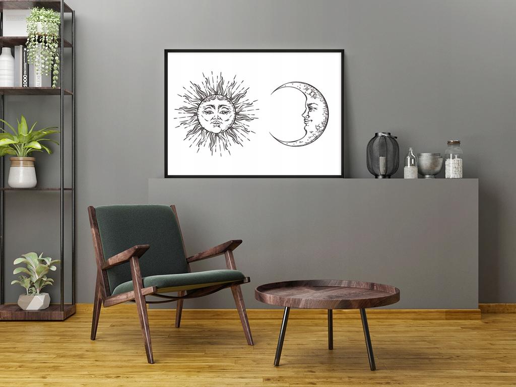 Obraz plakat w ramie 43x33 cm słońce księżyc p891