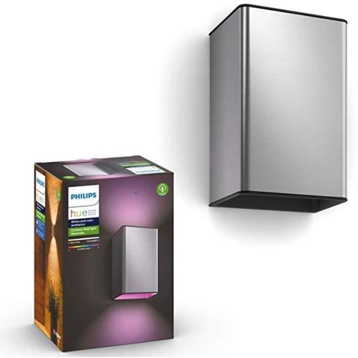 Applique murale philips hue white and color ambiance resonate - 8w - inox