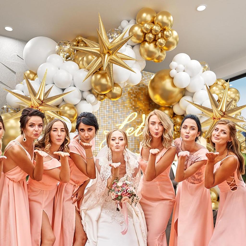 121PCS white and gold latex balloon set suitable for birthday parties, weddings, Valentine's Day party decorations