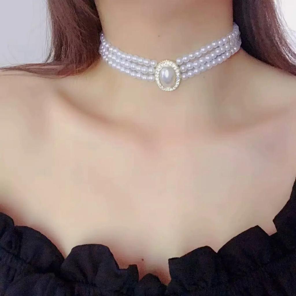 SHANGZHIHUA The Elegant Light Luxury Three-layer Pearl Collar, 2021 New Trend Jewelry Fashion Woman's Necklace Party Gift