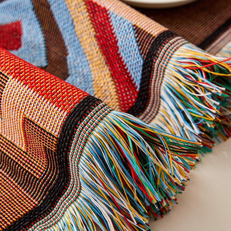 Amerikanische Baumwolle und Leinen Sofa Handtuch Ethnischer Stil Sofaüberwurf Retro Floral Baumwollfaden Decke Sofaüberwürfe für Wohnzimmer