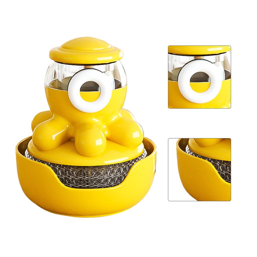 Soap Dispensing Palm Brush Plastic Cute Octopus Shape Push Type Liquid Filling Cleaning Brush for Dish Pot Pan Sink