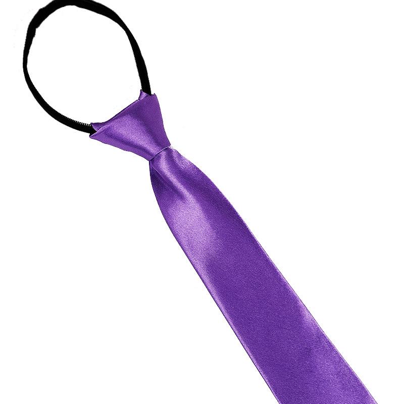 

Unisex 5CM Polyester Silk No-Knot Satin Collar Narrow Zipper Tie - Easy-Pull Solid Color