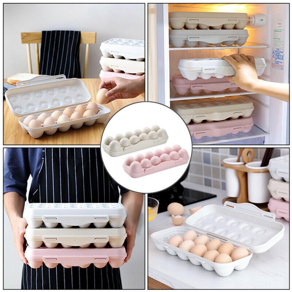 Grids Plastic Egg Holder Box Egg Storage Tray Refrigerator Crisper Storage Container Organizer