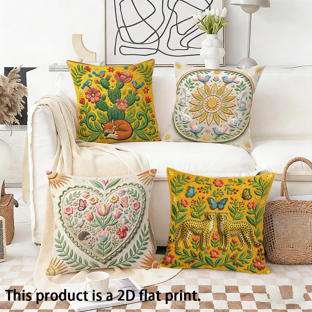 Bohemian floral style theme Doublesided Printed pillow cover Short plush Suitable living rooms bedrooms throw cushion cover