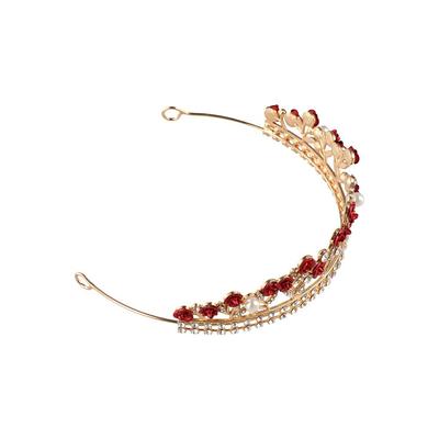 Princess Fashion Headband Zinc Zinc Alloy Red Rose Gold Color Headwear Bridal Tiara Hair Crown Diadem
