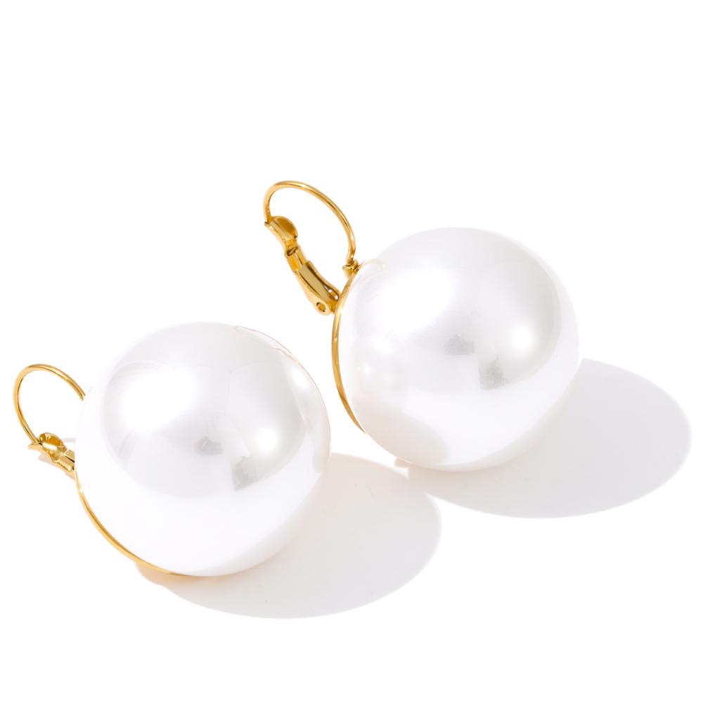 

Yhpup 18*18cm Simulated Pearls Round Big Exaggerated Hoop Earrings for Women Korean-Style Popular Chic Fashion Retro Jewelry