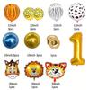 0-9 Years Old Birthday Party Balloon Set Children Tiger Lion Donkey Animal Aluminum Foil Balloons Jungle Theme Ballon Decoration