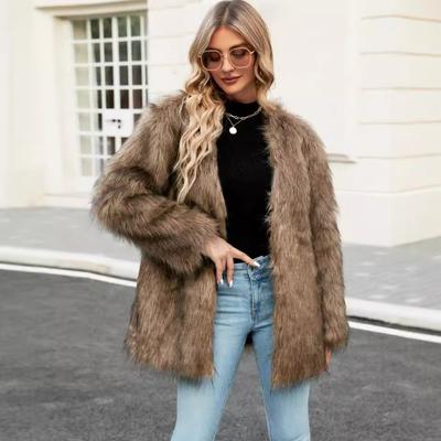 Autumn Winter V-neck Women's Faux Fur Jacket Warm Fashion Casual Short Top Oversize Coat Artificial Fur