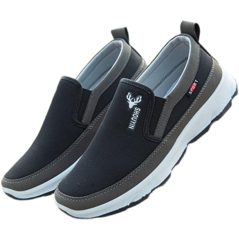 Middle-aged and Elderly Men's Casual Soft-soled Shoes, Old Beijing Cloth Shoes, Lazy People Pedal Work Shoes, Breathable Sports Shoes