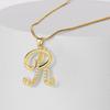 "Elegant 26-Letter Zircon Inlaid Gold Snake Chain Necklace"