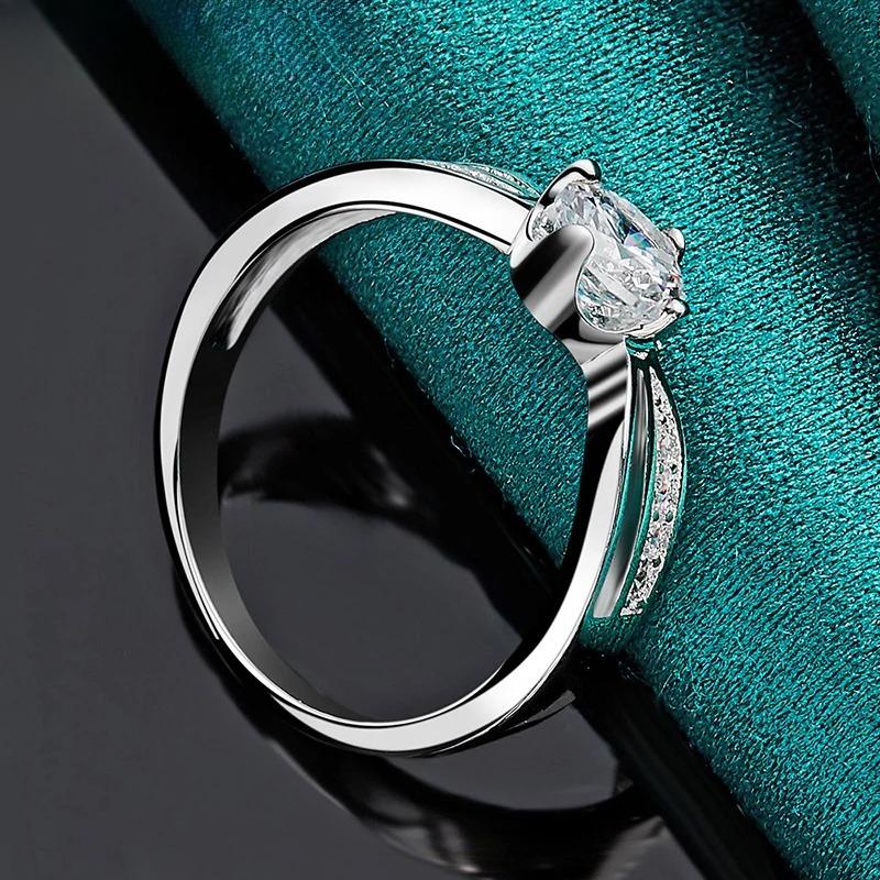 925 Sterling Silver Dazzling Zircon 7-10# Ring for Women Wedding Party Fashion Charm Jewelry