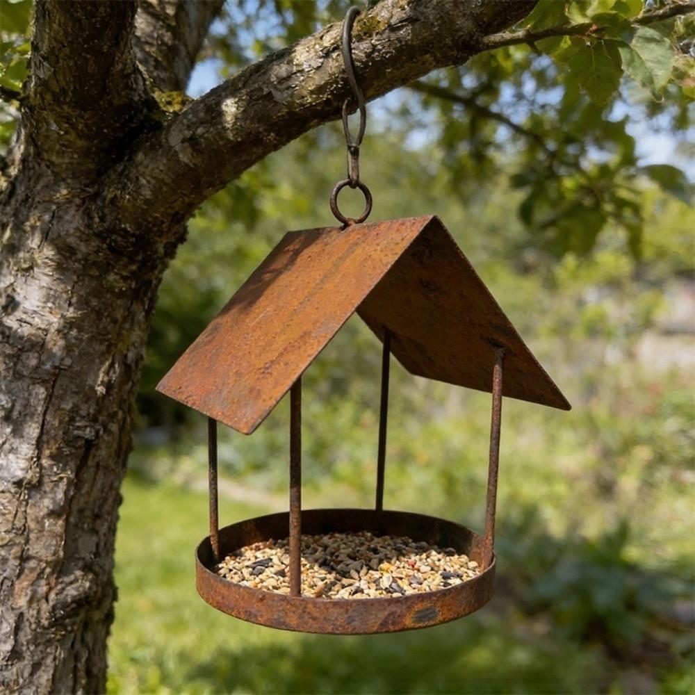 Rain-Resistant Bird Feeding Station Hut Shape Wildlife Habitat Durable Hanging Bird Feeder Porch