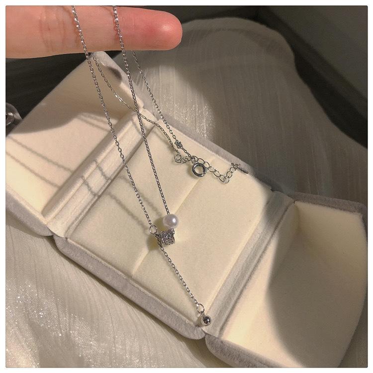 JMXD-light Luxury Transfer Bead Pearl Collarbone Chain, High-end Full Diamond Design, Women's Versatile Trend Jewelry