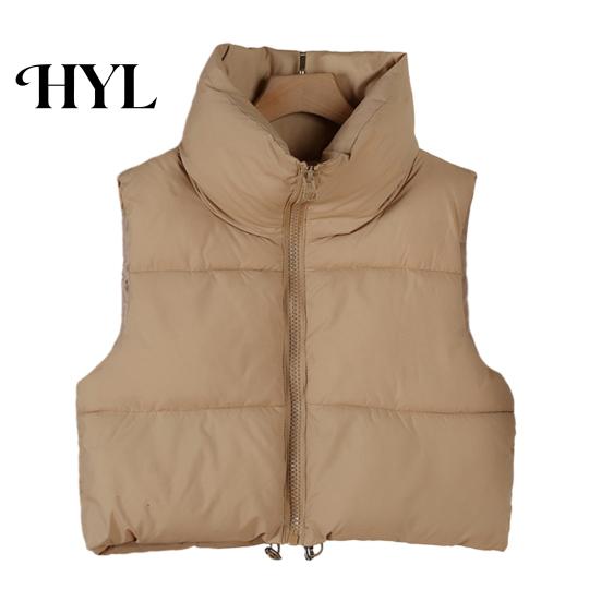 Cotton Waistcoat Winter Women Vest Coat Stand Collar Neck Protection Thickened Padded Zipper Closure Cold Weather Cardigan Sleeveless Solid