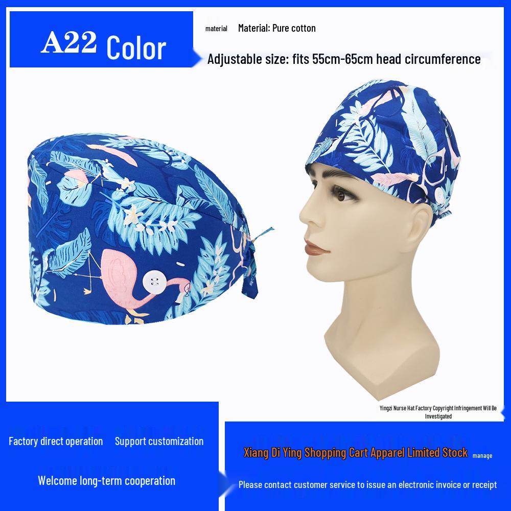 Pure Cotton Printed Surgical Cap for Nurses and Doctors