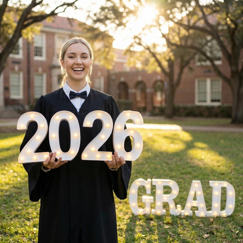 Illuminated 2026 Graduation Sign - 2026 Illuminated Graduation Lightbox Letters, Each Letter Comes With Two AA Batteries.