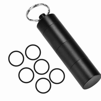 Waterproof Aluminum Alloy Pill Bottle Medicine Container Holder for Outdoor Survival(Black)