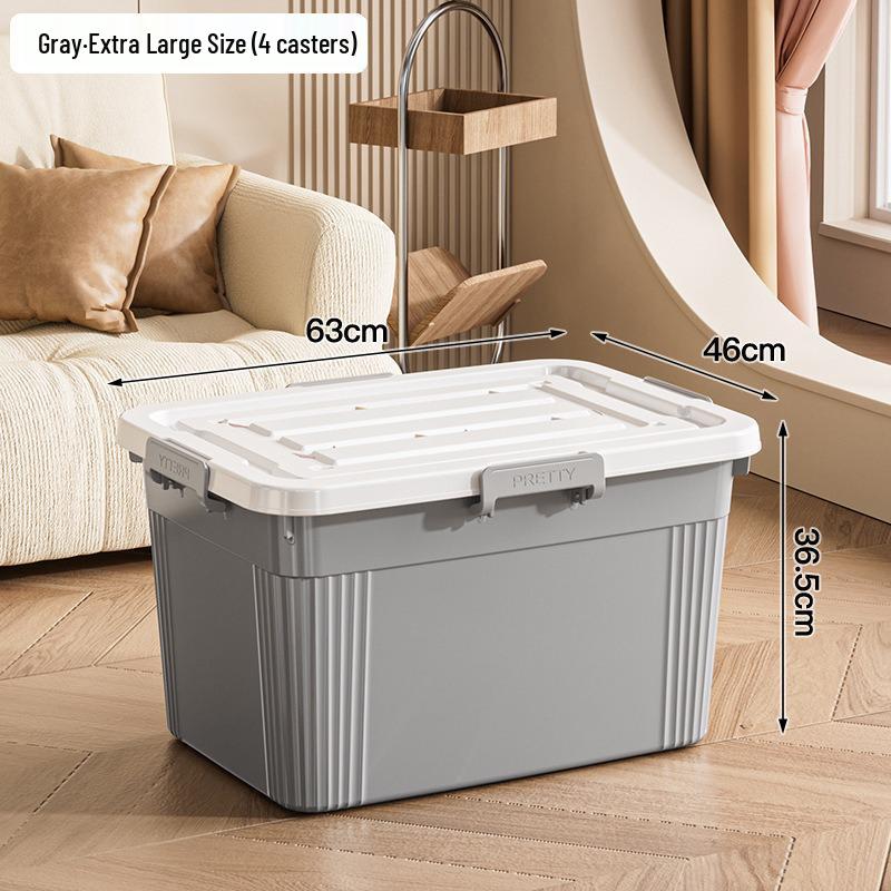 Extra Large Plastic Storage Box with Wheels for Toys, Snacks, Clothes - Thickened Container for Living Room & Bedroom