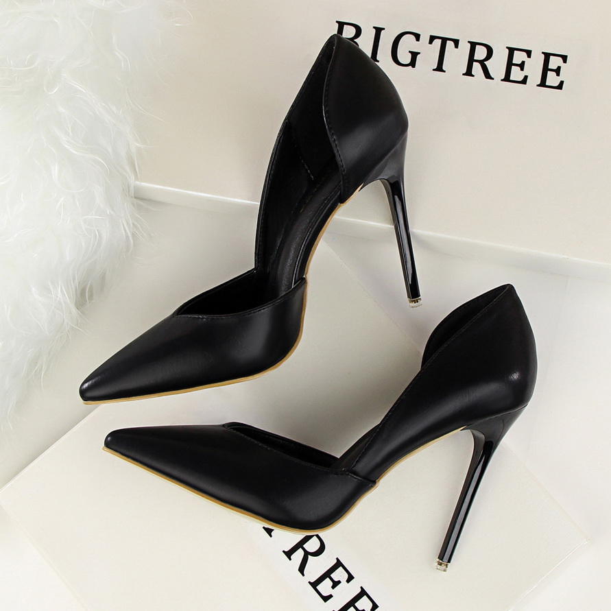 Bigtree Moda Semplice Club Notturno Spettacolo Scarpe Sottili da Donna Tacco Sottile Tacco Super Alto Bocca Bassa Appuntite Vuote Scarpe Singole