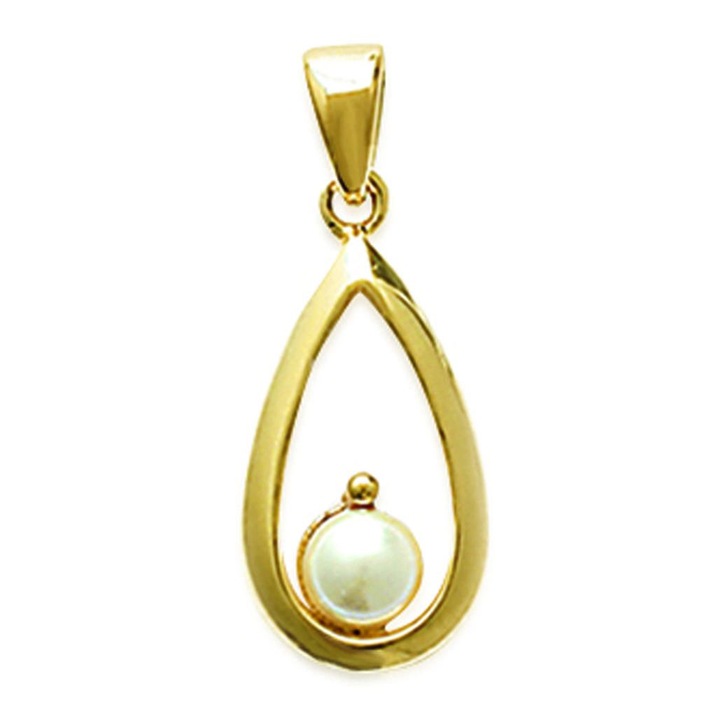 Les Trésors De Lily [E7582] - Gold Plated Pendant 'Eva' White Golden - 25x10 Mm