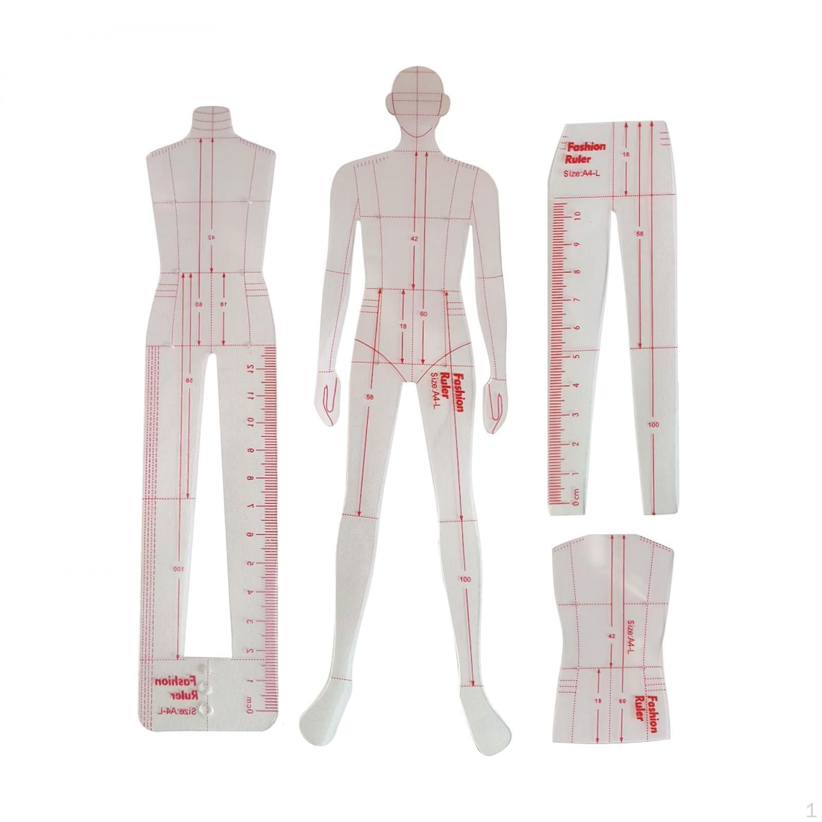 Template Ruler Sewing Humanoid Patterns Design Clear Fashion Illustration Rulers for