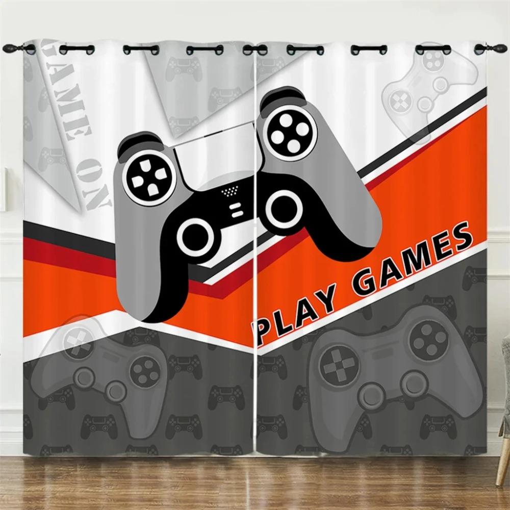 2024 Gamepad Player Game Elements Curtain Kids Boys Girls Room Decor Bedroom Living Room Shade Curtain 2 Panels Free Delivery
