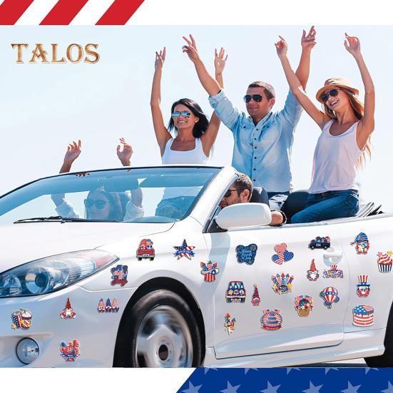 14/17/23/24Pcs USA Independence Day Refrigerator Magnet Waterproof PVC Patriotic 4th of July Festival Cartoon Magnetic Decoration Ornament