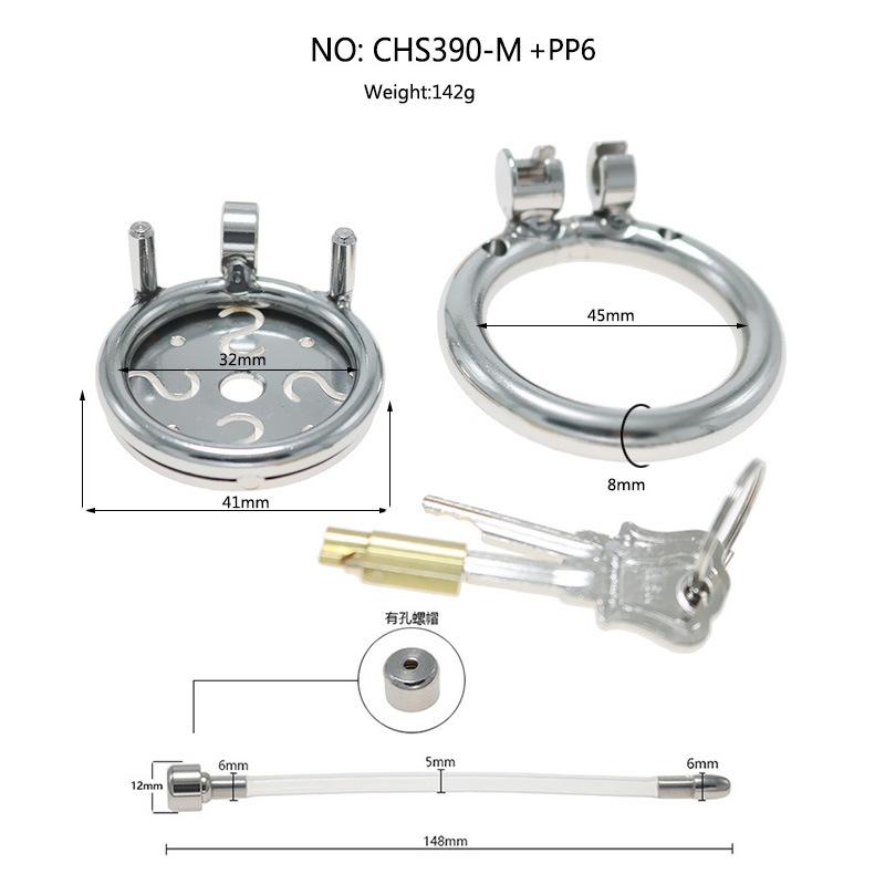 New Stainless Steel Chastity Lock Flat Plate S Hollow with Fine 5mm Catheter Chastity Device Penis Cage Sex Tool