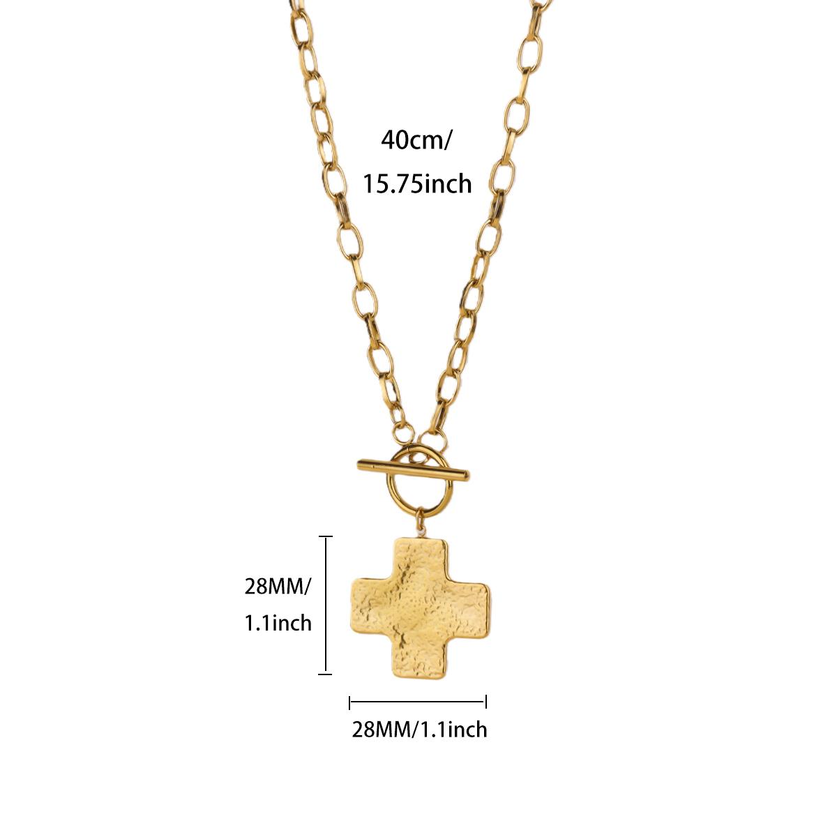

Cross Metal Buckle Stainless Steel Necklace for Women Mama 18K Gold-plated Anti Fading Choker Wedding Jewelry Party Accessories