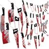 12pcs PVC Bloody Knives Props Festival Decorations Fake Plastic Knife with Realistic Blood Stains for Party Haunted House