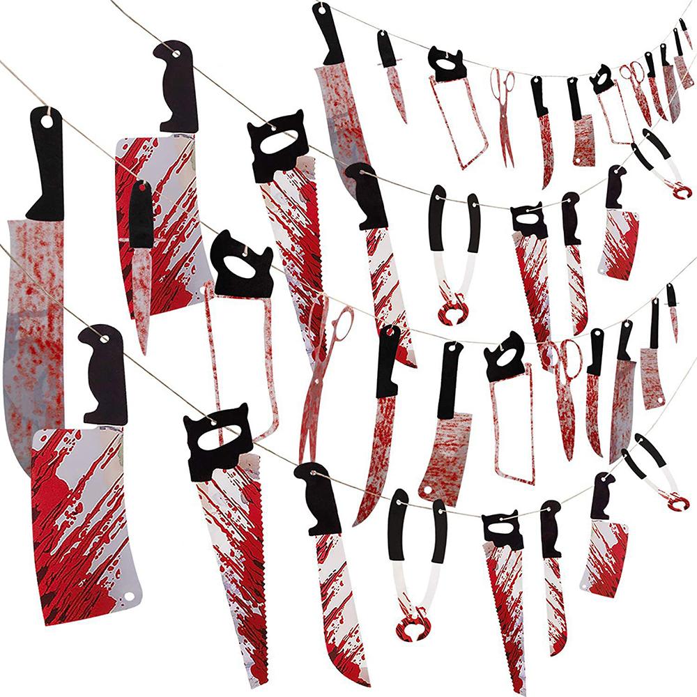 12pcs PVC Bloody Knives Props Festival Decorations Fake Plastic Knife with Realistic Blood Stains for Party Haunted House