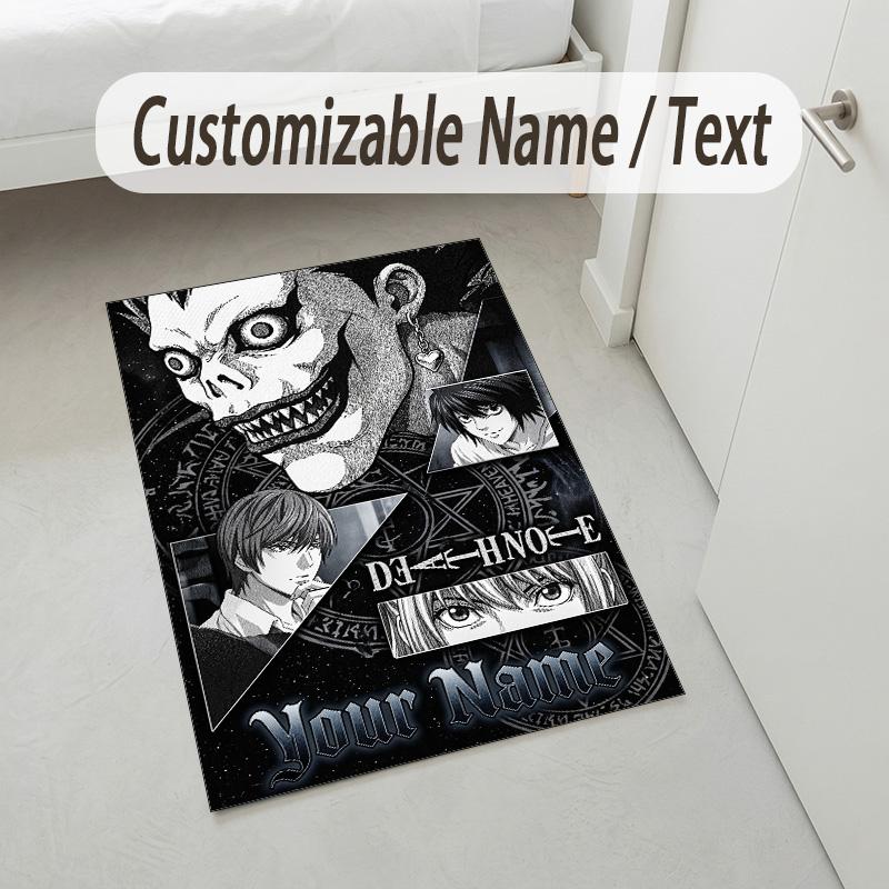 Personalized Crystal Velvet Carpet,Death Note Custom Printed Name, Plush Area Rug For Home Indoor Decor
