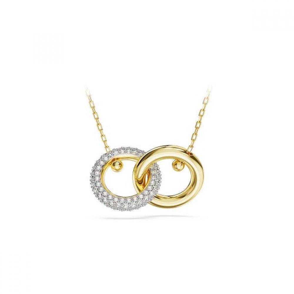 Swarovski [auth Shopping Bag Gift] Gold Tone Interlocking Loop Necklace 5668820