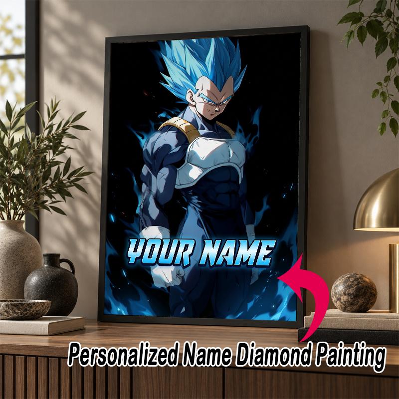 Personalized Dragon Ball Vegeta Diamond Art Custom Name 5D Diamond Painting Full Drill DIY Craft