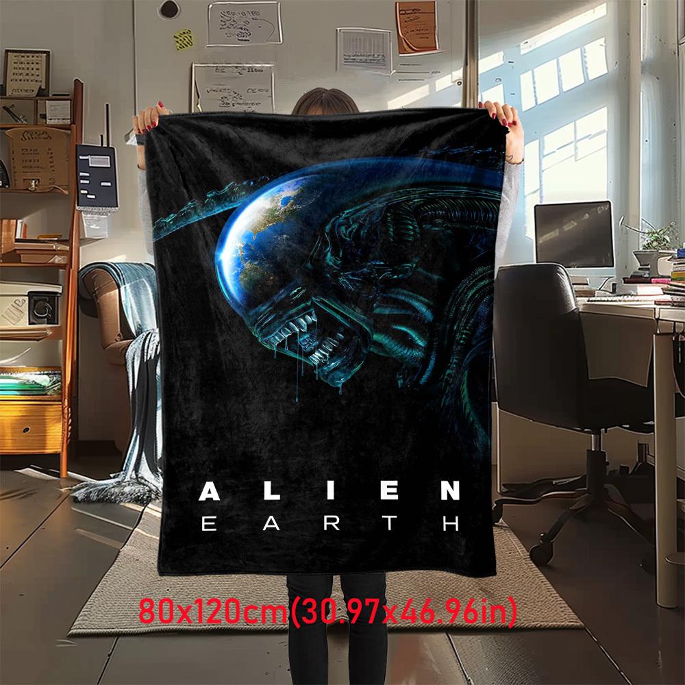 

1Pc Alien Earth Print Flannel Blanket, High quality Comfortable for All Seasons, Home Decor, Warmth and Comfort, Perfect for Christmas Gifts23 80cm x 120cm