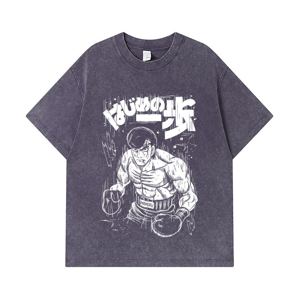 275 GSM Washed T-shirts 100% Cotton Hajime No Ippo V6 Mamoru Print Unisex Heavy Cotton T Shirt