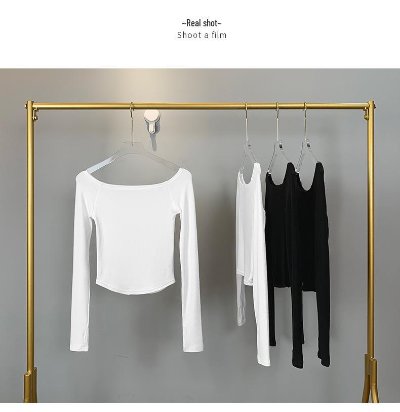 Korean Dongdaemun Stylish Off-Shoulder Long-Sleeve Slim Fit Women's T-Shirt Top